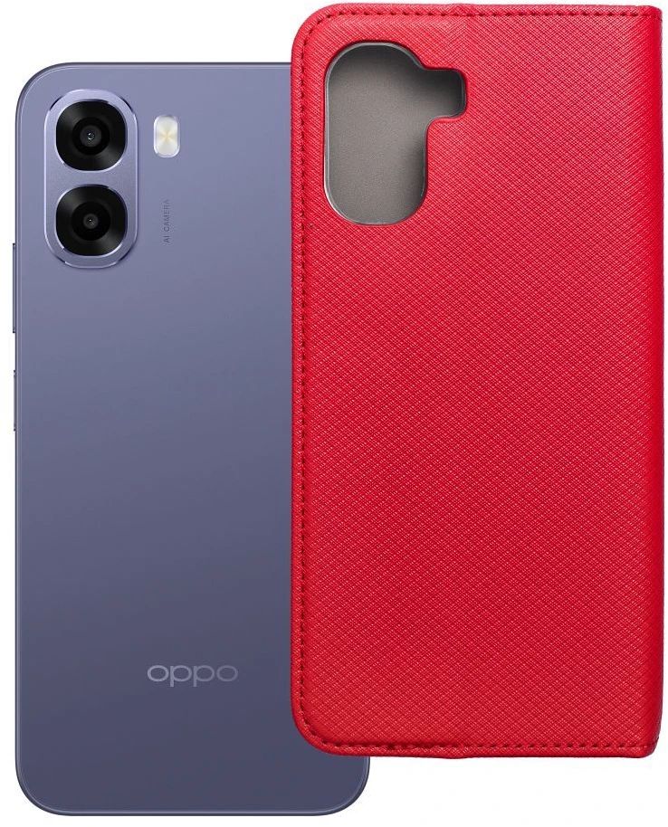 OEM atverčiamas dėklas, skirtas Oppo A6x Smart Case Book, raudonas