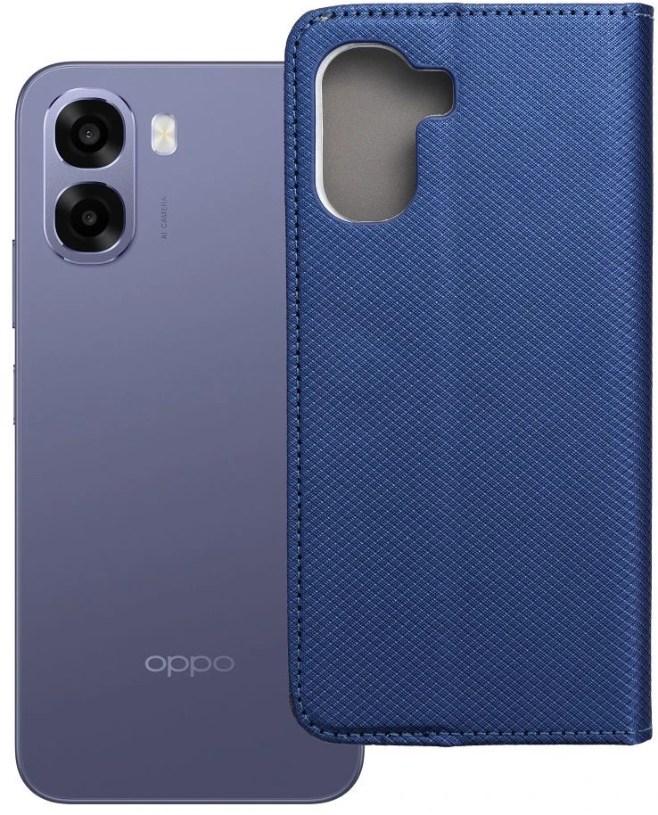 OEM atverčiamas dėklas Oppo A6x Smart Case Book, tamsiai mėlynas