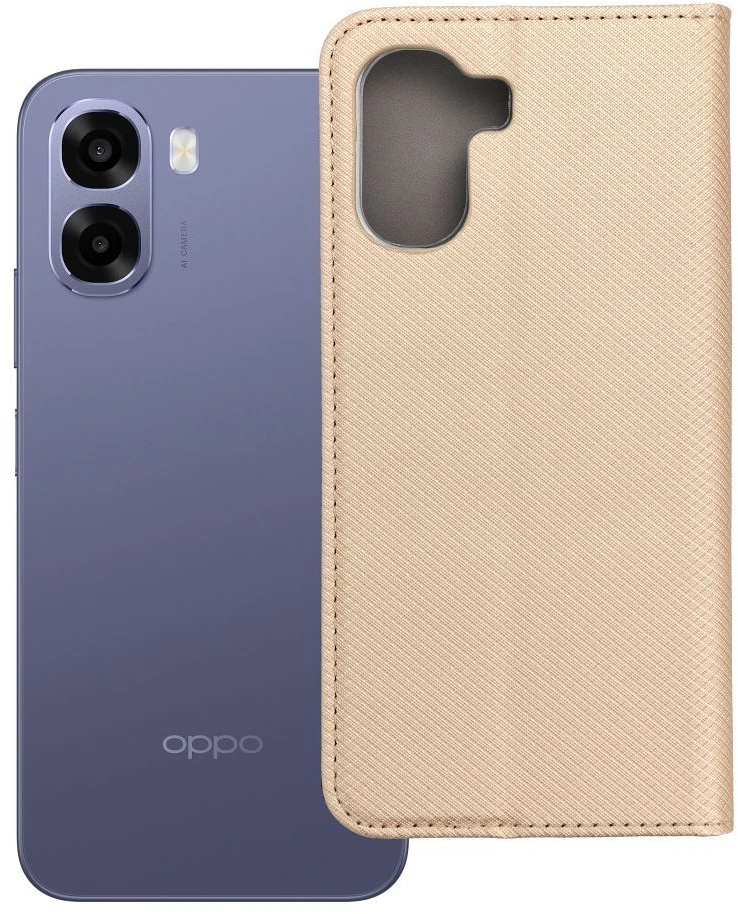 OEM atverčiamas dėklas Oppo A6x Smart Case Book auksinis