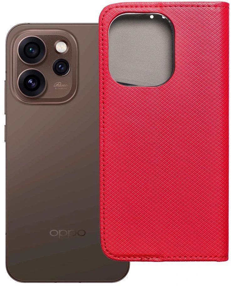 OEM atverčiamas dėklas Oppo Reno 15 PRO 5G Smart Case Book, raudonas