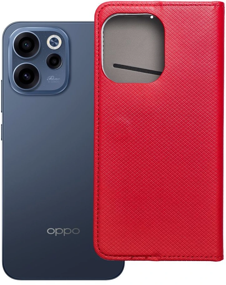 OEM atverčiamas dėklas Oppo Reno 15 Smart Case Book, raudonas