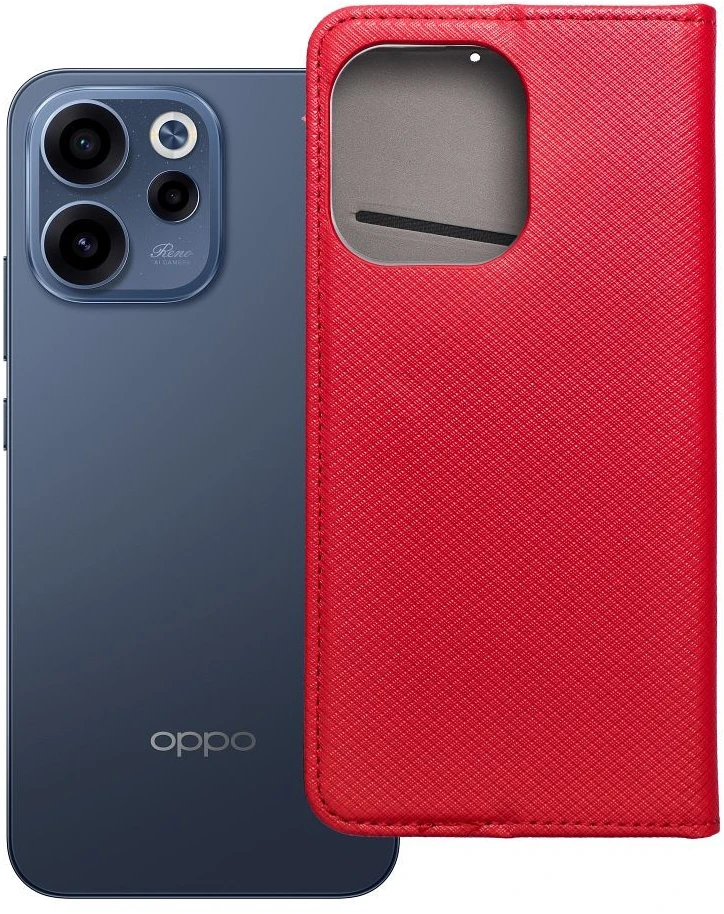OEM atverčiamas dėklas Oppo Reno 15F Smart Case Book, raudonas
