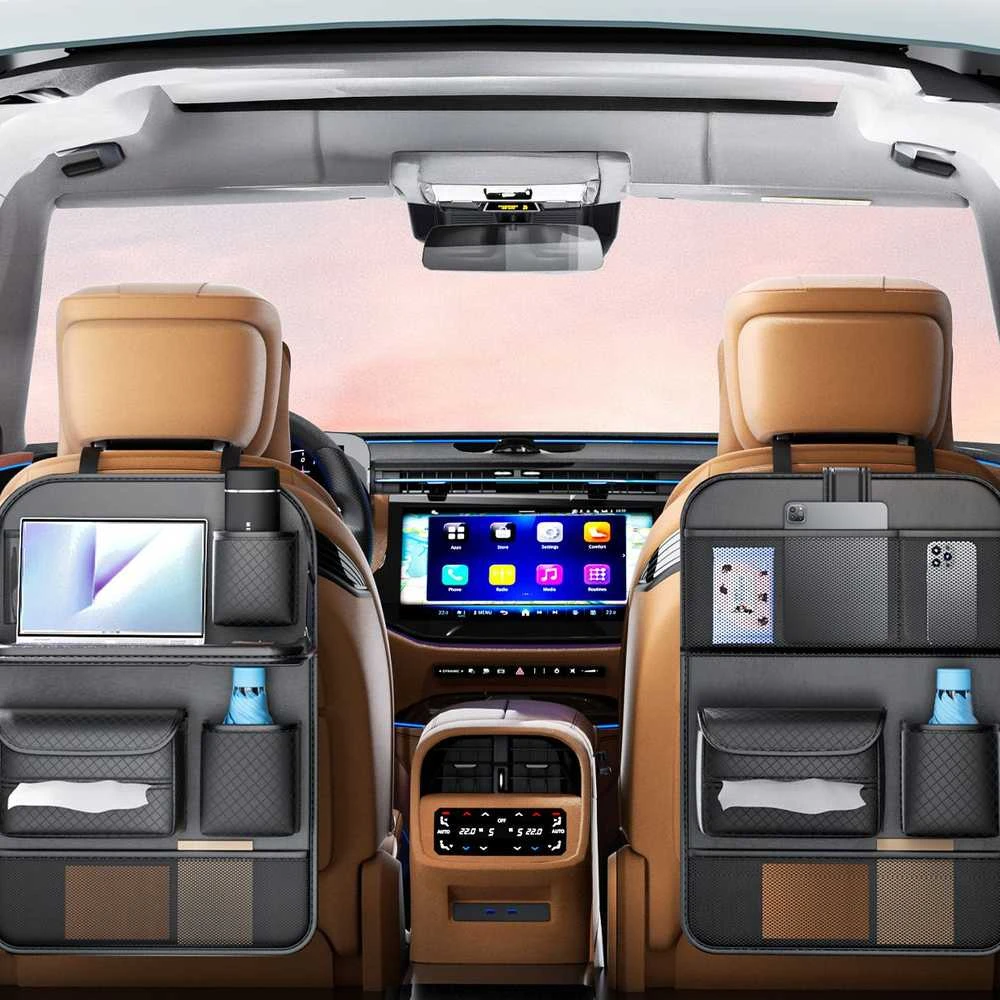 Oem Foldable Automobilio organaizeris for front seats with compartments D03-B juodos spalvos