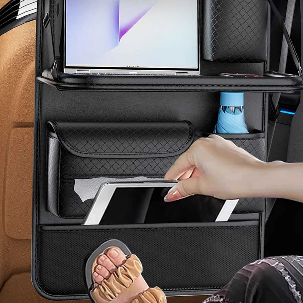 Oem Foldable Automobilio organaizeris for front seats with compartments D03-B juodos spalvos