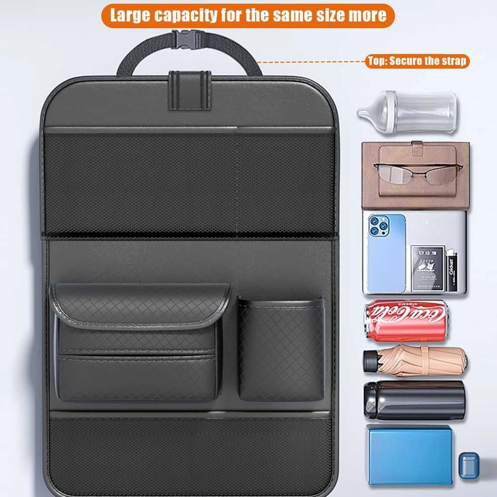 Oem Foldable Automobilio organaizeris for front seats with compartments D03-B juodos spalvos