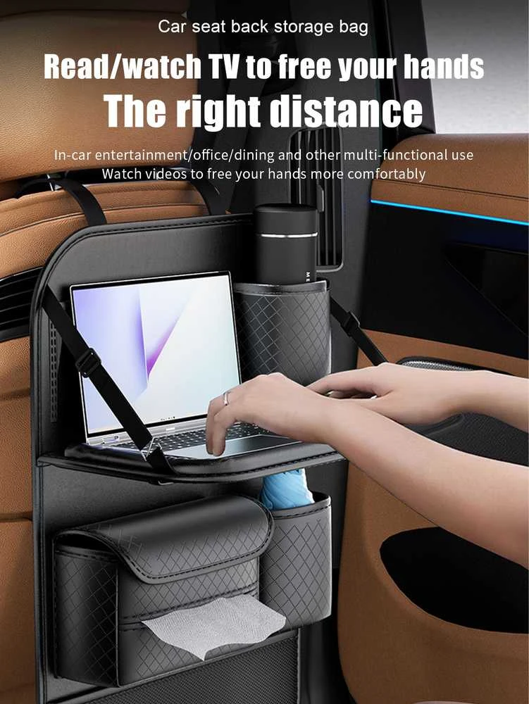 Oem Foldable Automobilio organaizeris for front seats with compartments D03-B juodos spalvos