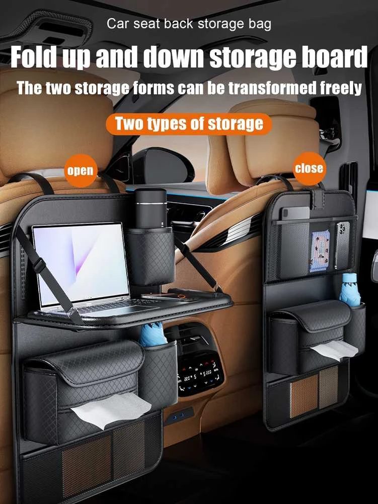 Oem Foldable Automobilio organaizeris for front seats with compartments D03-B juodos spalvos