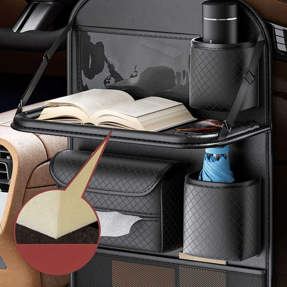 Oem Foldable Automobilio organaizeris for front seats with compartments D03-B juodos spalvos