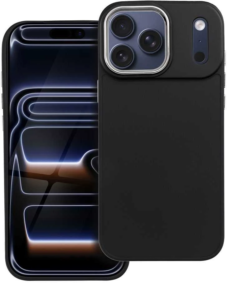OEM dėklas, skirtas iPhone 17 Pro Max / 18 Pro Max (žemas kameros kraštas), juodas rėmelis