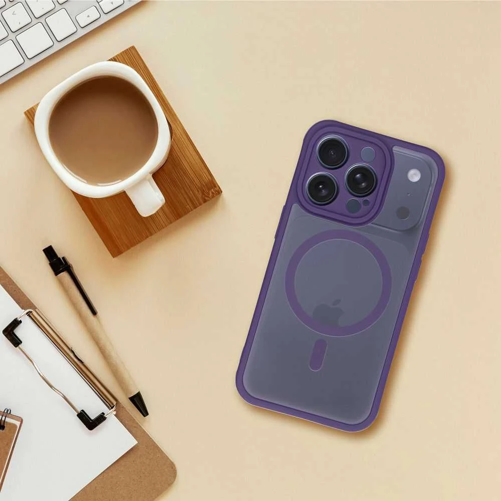OEM dėklas, skirtas iPhone 17 AIR, visiškai matinis Mag dėklas, suderinamas su MagSafe violetine