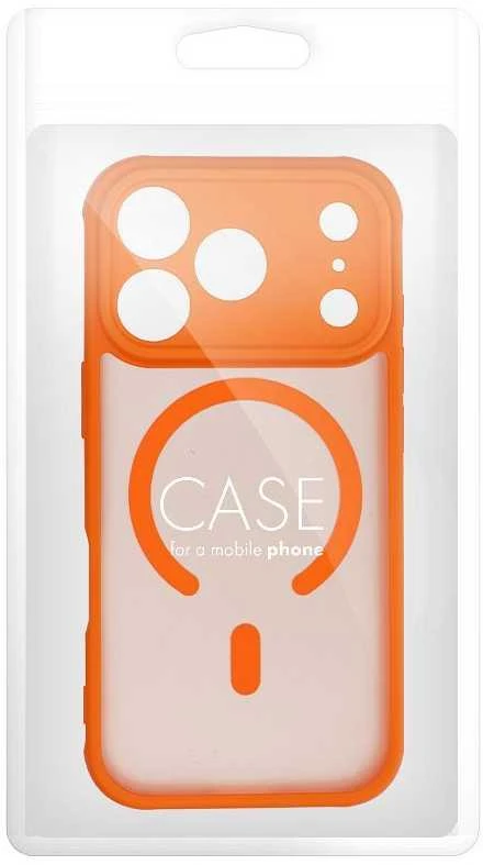 OEM dėklas, skirtas iPhone 17 Pro / 18 Pro (žemas kameros kraštas), pilnai matinis Mag dėklas, suderinamas su MagSafe, oranžinis