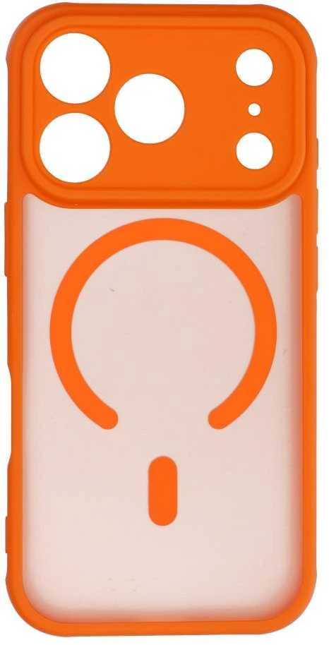 OEM dėklas, skirtas iPhone 17 Pro / 18 Pro (žemas kameros kraštas), pilnai matinis Mag dėklas, suderinamas su MagSafe, oranžinis