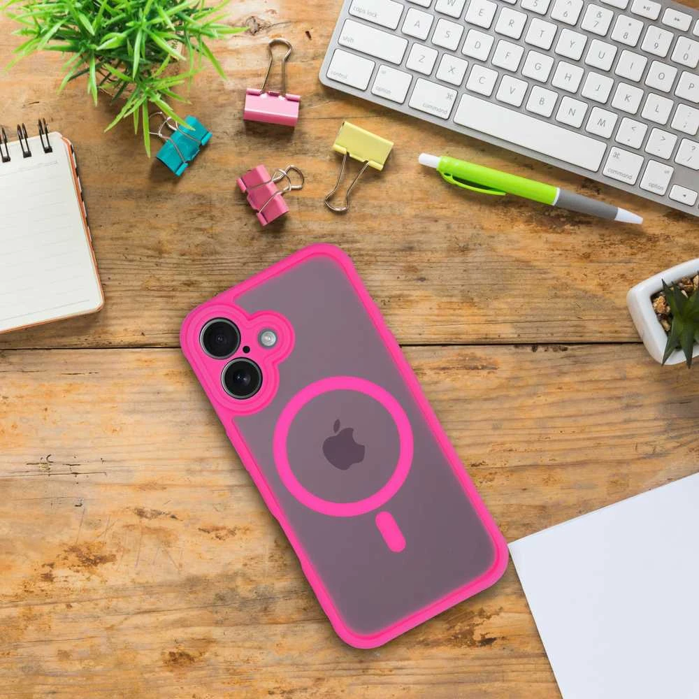 OEM dėklas, skirtas „iPhone 16 PRO“ visiškai matiniam „Mag“ dangteliui, suderinamas su „MagSafe“, rožinis