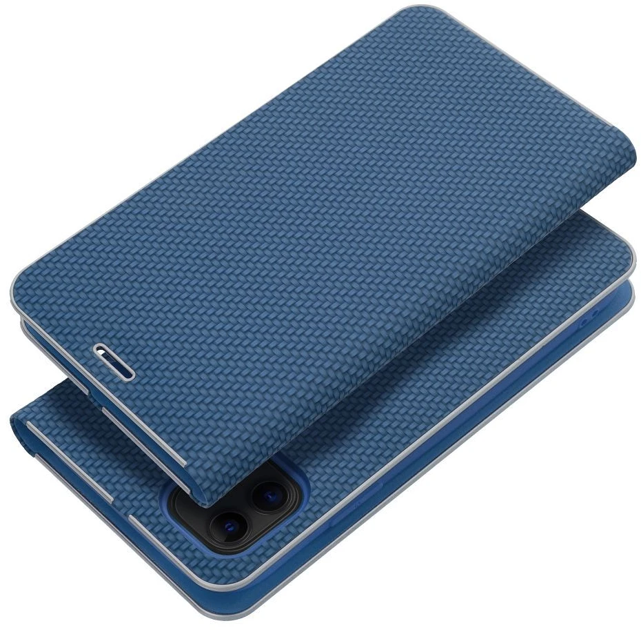 Dėklas Oem LUNA Book Carbon for IPHONE 14 Plus mėlynas