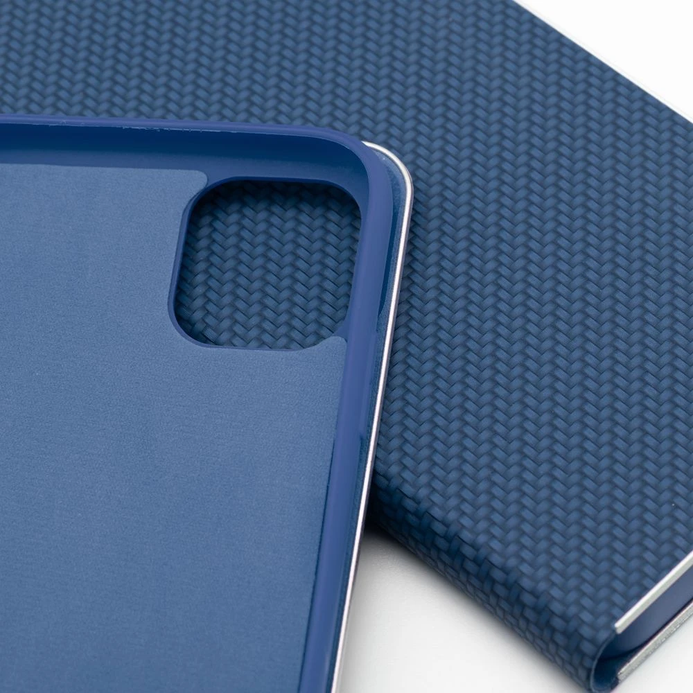 Dėklas Oem LUNA Book Carbon for IPHONE 14 Plus mėlynas