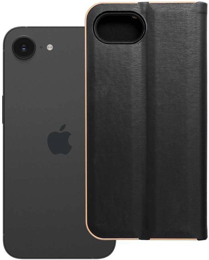 Forcell OEM atverčiamas dėklas iPhone 16e (SE 4 2025) Luna Book Gold juodas