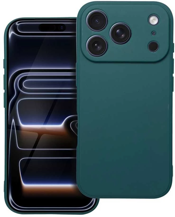 OEM dėklas, skirtas iPhone 17 Pro / 18 Pro (žemas kameros kraštas), matinis tamsus žalias