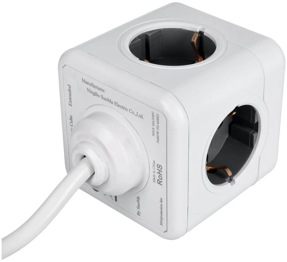 Oem Power strip cube 5 sockets max 3680W with 1,4m power cable E03 baltas