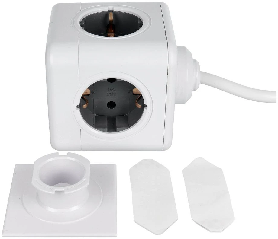 Oem Power strip cube 5 sockets max 3680W with 1,4m power cable E03 baltas