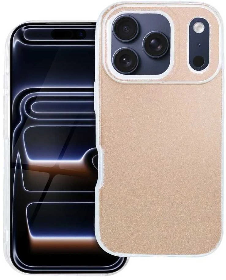 OEM dėklas, skirtas iPhone 17 Pro / 18 Pro (žemas kameros kraštas), blizgus auksinis