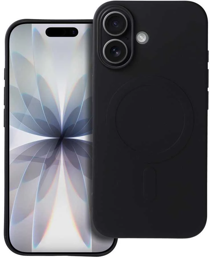 OEM dėklas, skirtas „iPhone 17“ silikoniniam dėklui, suderinamas su „MagSafe“ (didelė skylė), juodas