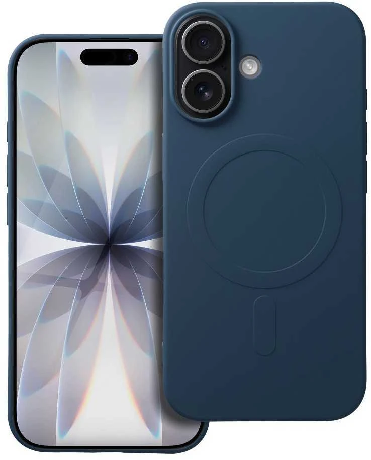 OEM dėklas, skirtas „iPhone 17“ silikoniniam „Mag“ dėklui, suderinamas su „MagSafe“ (didelė skylė) mėlynas