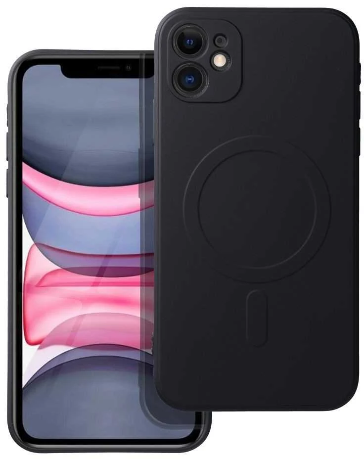 OEM SILICONE MAG COVER dėklas, suderinamas su „MagSafe“, skirtas IPHONE 11, juodas