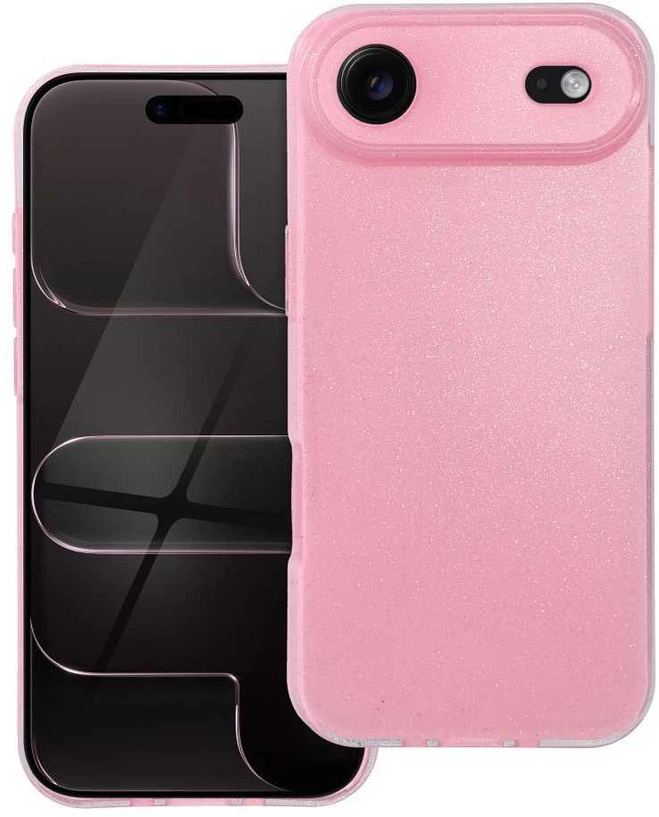 OEM dėklas, skirtas „iPhone 17 AIR“, skaidrus, 2 mm, mirksinčios rožinės spalvos