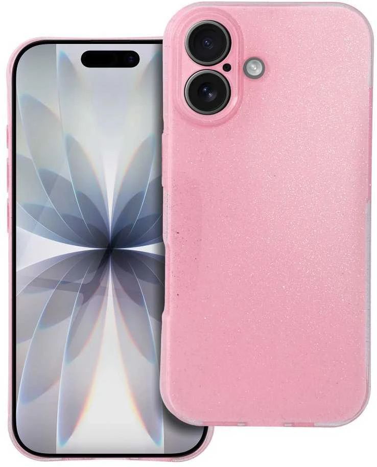 OEM dėklas, skirtas iPhone 17, skaidrus, 2 mm, mirksinčios rožinės spalvos