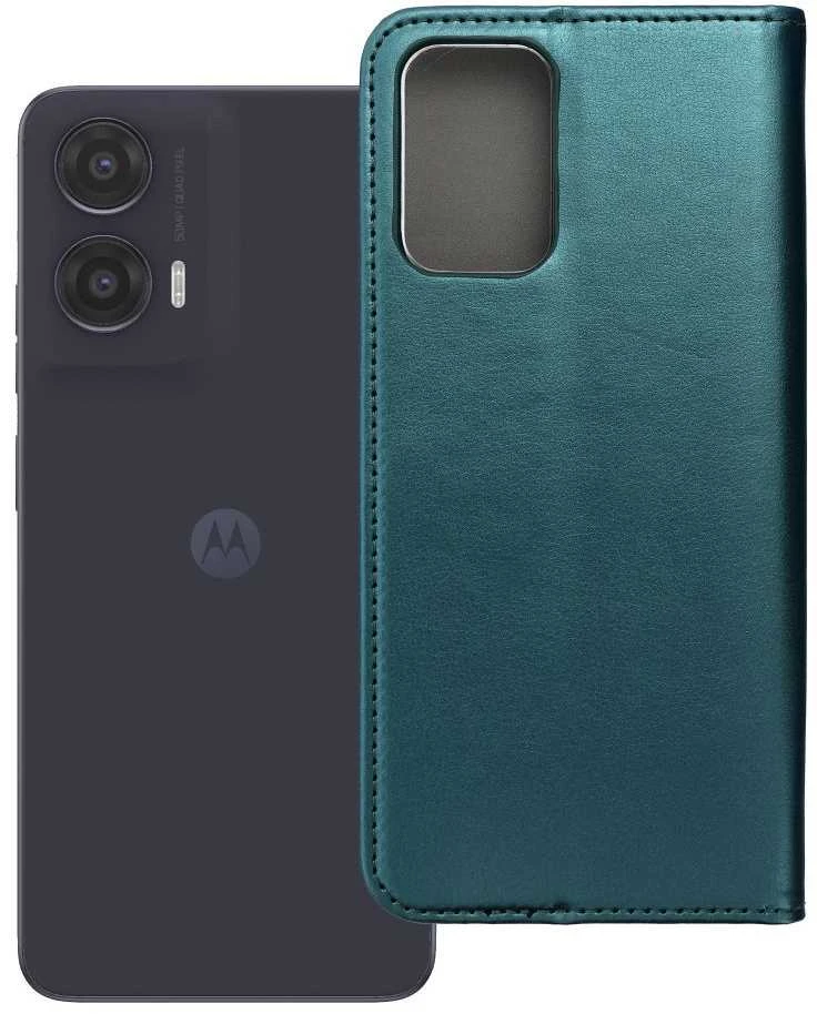 OEM atverčiamas dėklas Motorola G35 5G Smart Magneto tamsiai žalias