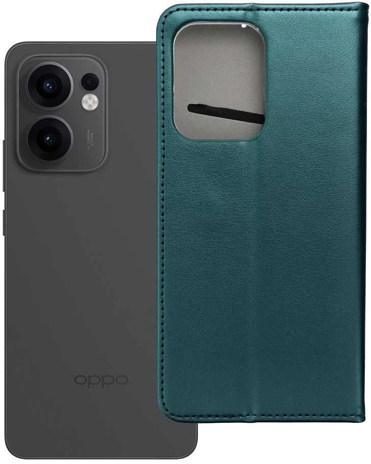 OEM atverčiamas dėklas Oppo Reno 13F 4G / 5G Smart Magneto tamsiai žalias
