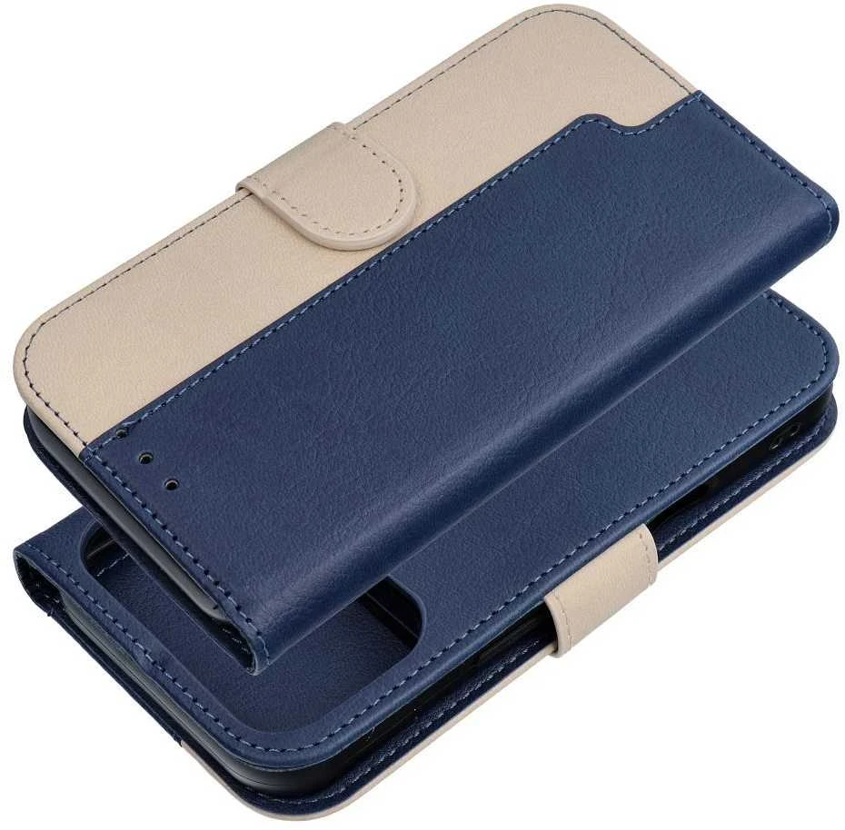 OEM atverčiamas dėklas, skirtas iPhone 17 PRO / 18 PRO, „Split Book“, tamsiai mėlynas ir kreminis