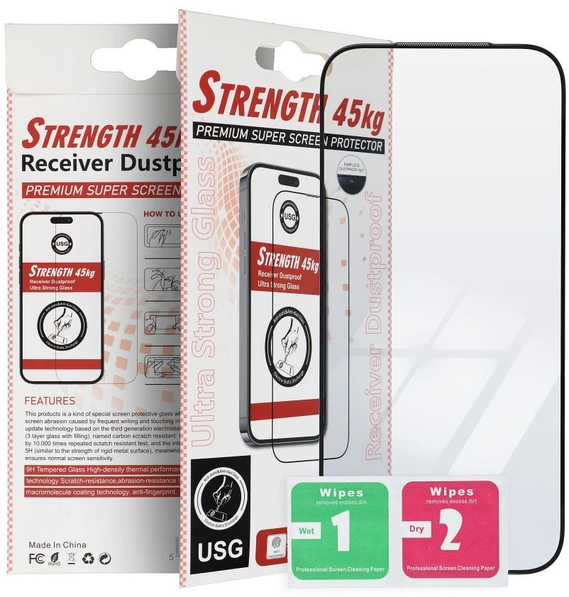 OEM grūdintas stiklas ULTRA STRONG 45kg, skirtas IPHONE 16 PRO / 17 / 18