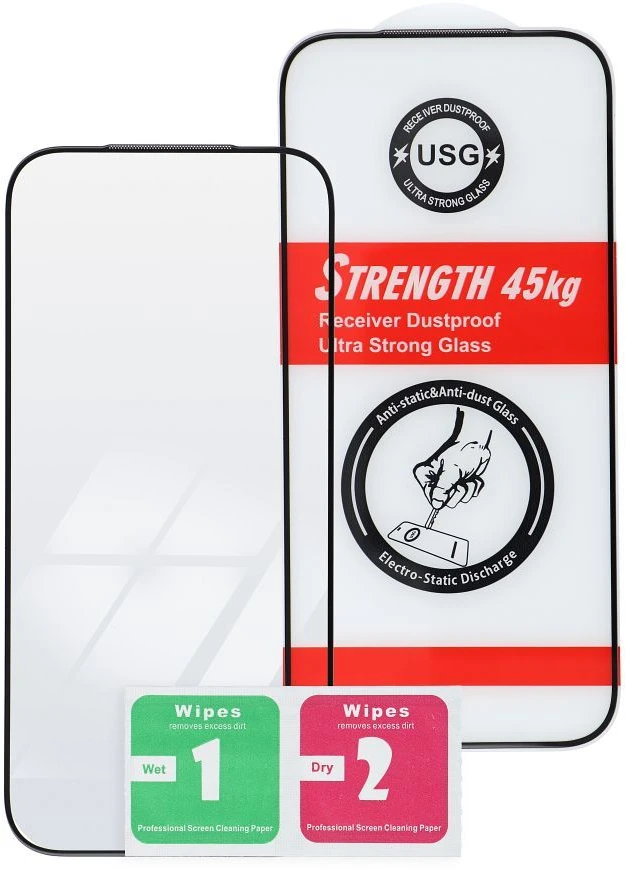 OEM grūdintas stiklas ULTRA STRONG 45kg, skirtas IPHONE 16 PRO / 17 / 18