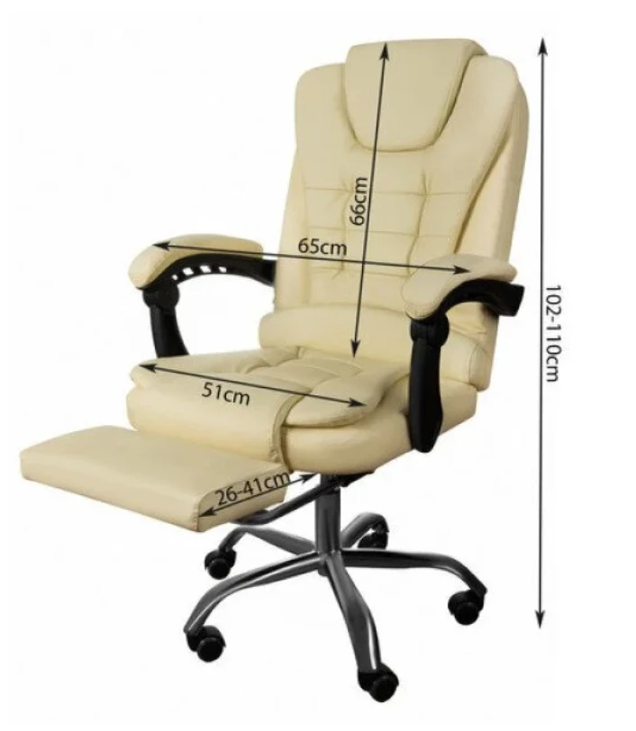 Biuro kėdė su atrama kojoms - balta Malatec 23287
