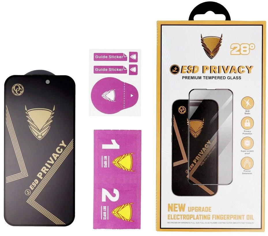 OG 6D Premium Privacy Glass - for Iphone 18 Pro Max juodas