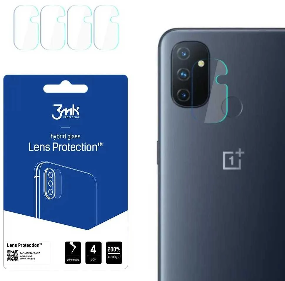 3Mk Protection 3MK LANKSTUS STIKLINIS OBJEKTYVAS ONEPLUS NORD N100 HIBRIDINIS STIKLAS 4 VNT. KAMEROMS