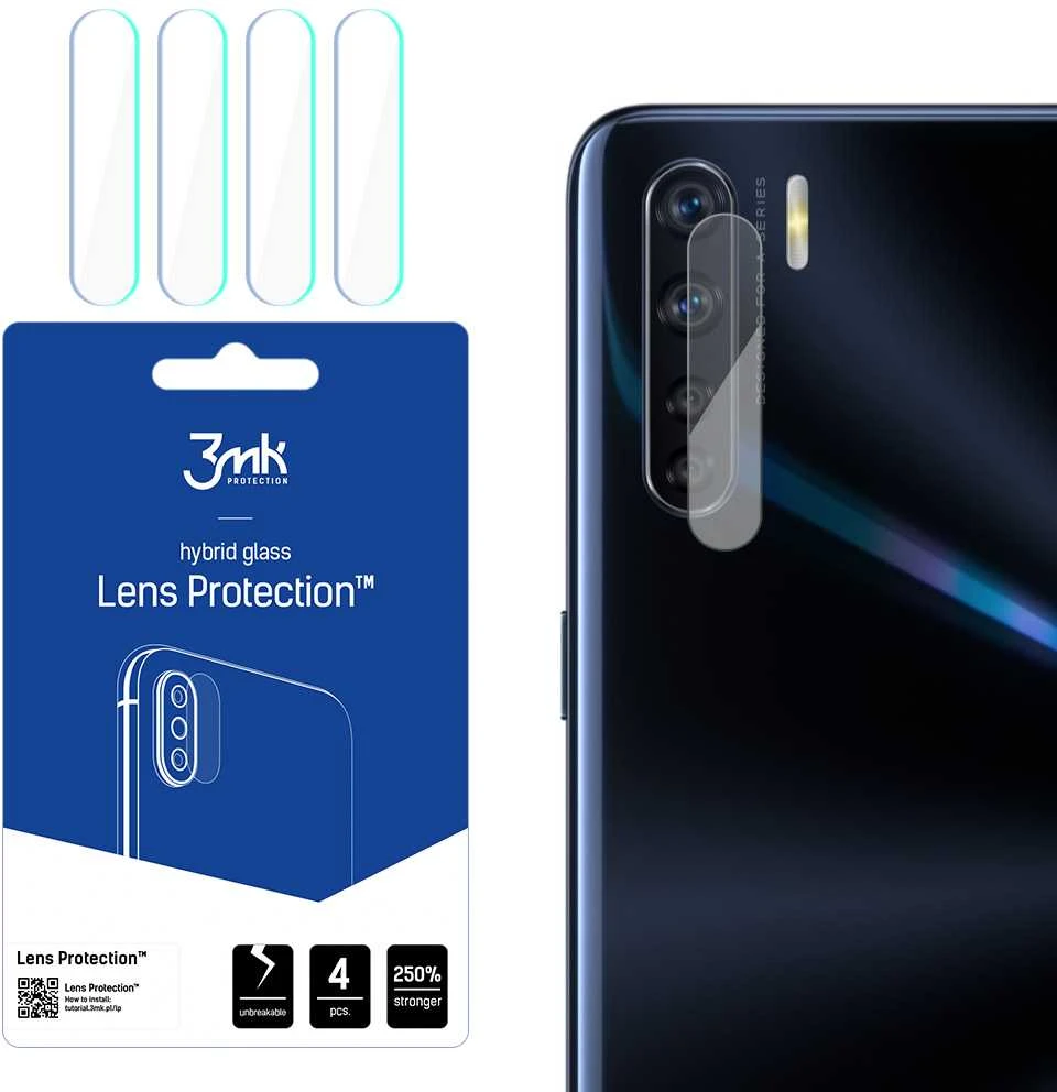 HIBRIDINIS STIKLAS 3MK LANKSUS STIKLAS OPPO A91 OBJEKTAS KAMERAI 4 Vnt.