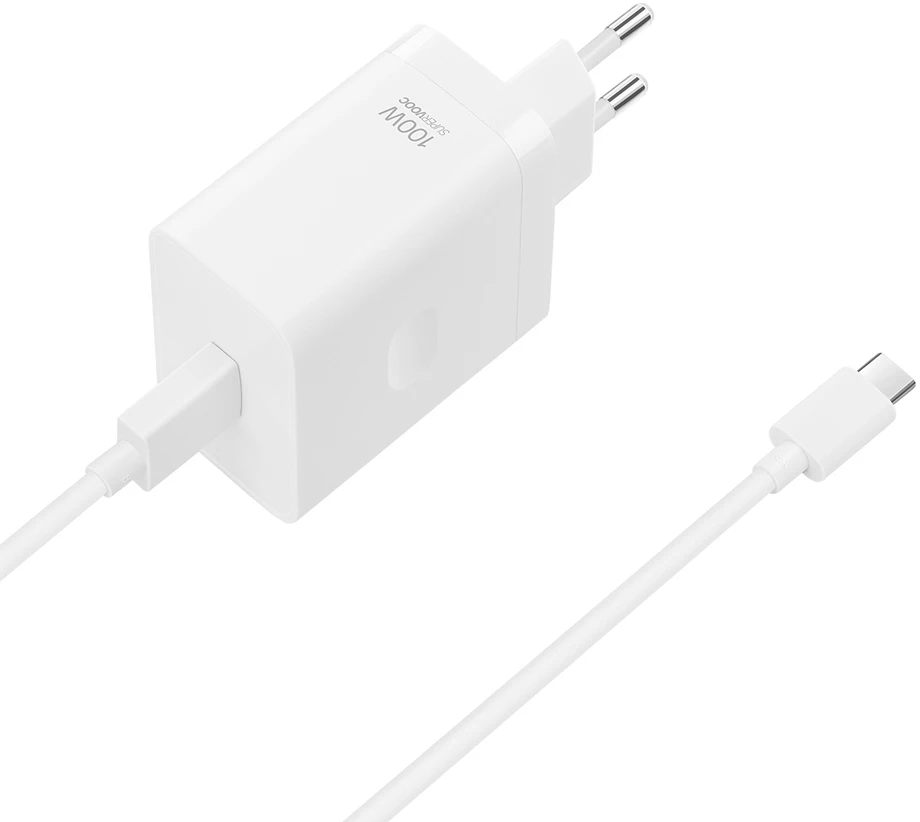Oppo VCBAOBEH 100W USB-A Wall Charger with USB-A - USB-C Cable - Baltas