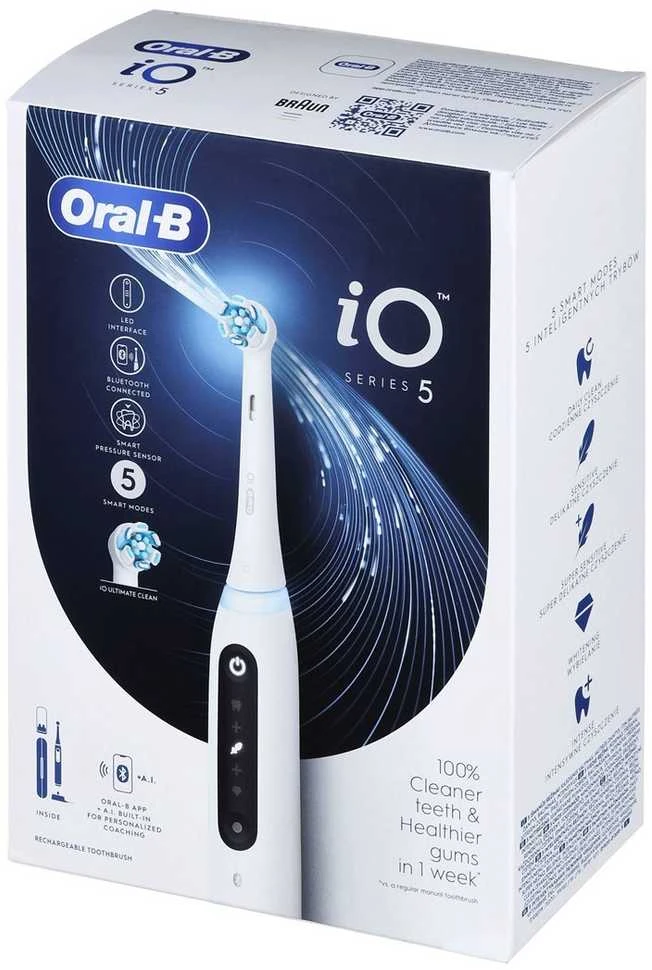 Braun iOG5.1A6.1DK Oral-B iO5 Elektrinis Dantų Šepetėlis Quite Baltas