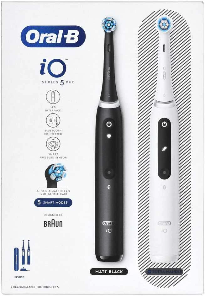 Braun iOG5d.2J6.2K Oral-B iO5 Elektrinis Dantų Šepetėlis Duo Pack Matt Juodas+Quite Baltas