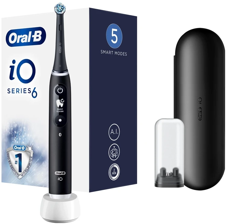 Braun iOM6.1B6.3DK Oral-B iO6 Elektrinis Dantų Šepetėlis Juodas Onyx