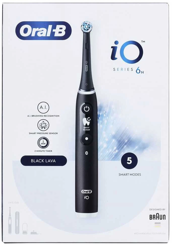 Braun iOM6.1B6.3DK Oral-B iO6 Elektrinis Dantų Šepetėlis Juodas Onyx