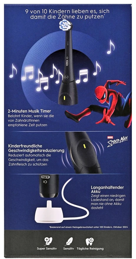 Braun Oral-B iO Kids Spiderman Child Rotating dantų šepetėlis Juodas