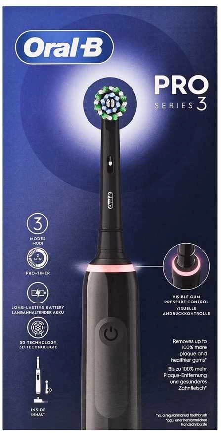 Braun Oral-B Pro 3 3000 Cross Action Elektrinis dantų šepetėlis, juodas