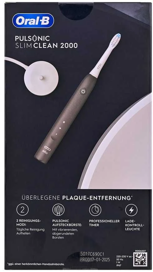 Elektrinis dantų šepetėlis Braun Oral-B Pulsonic Slim Clean 2000, Juodas
