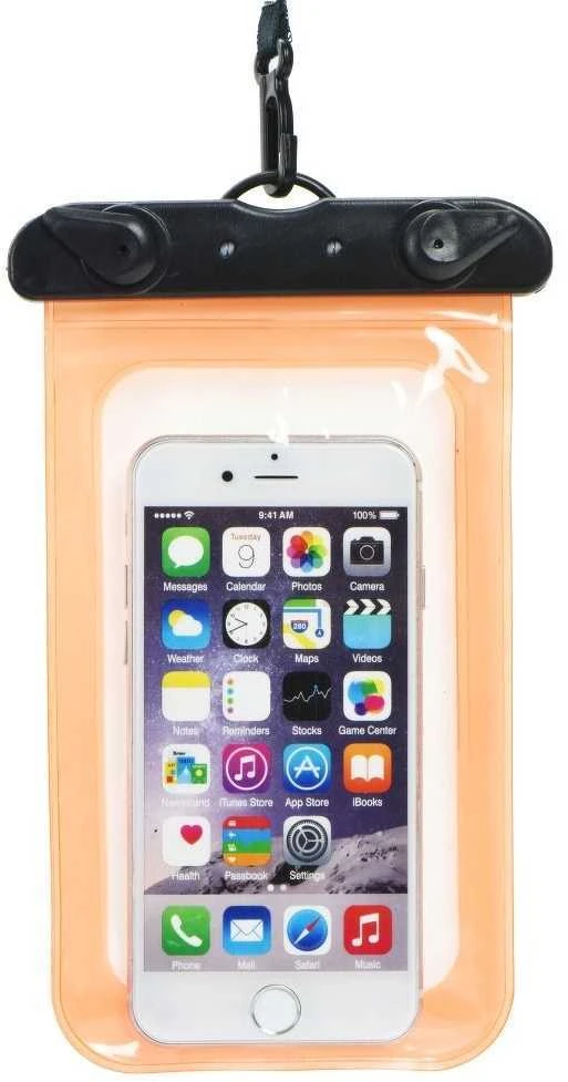 Oem Atsparus vandeniui bag for mobile phone with plastikas closing oranžinis