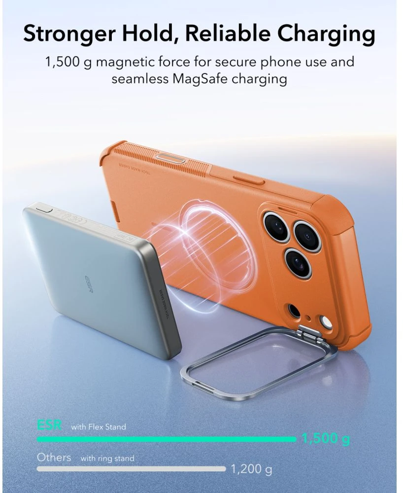 Dėklas ESR Cyber ​​Tough Kickstand MagSafe Case for iPhone 18 Pro / 17 Pro - Oranžinis