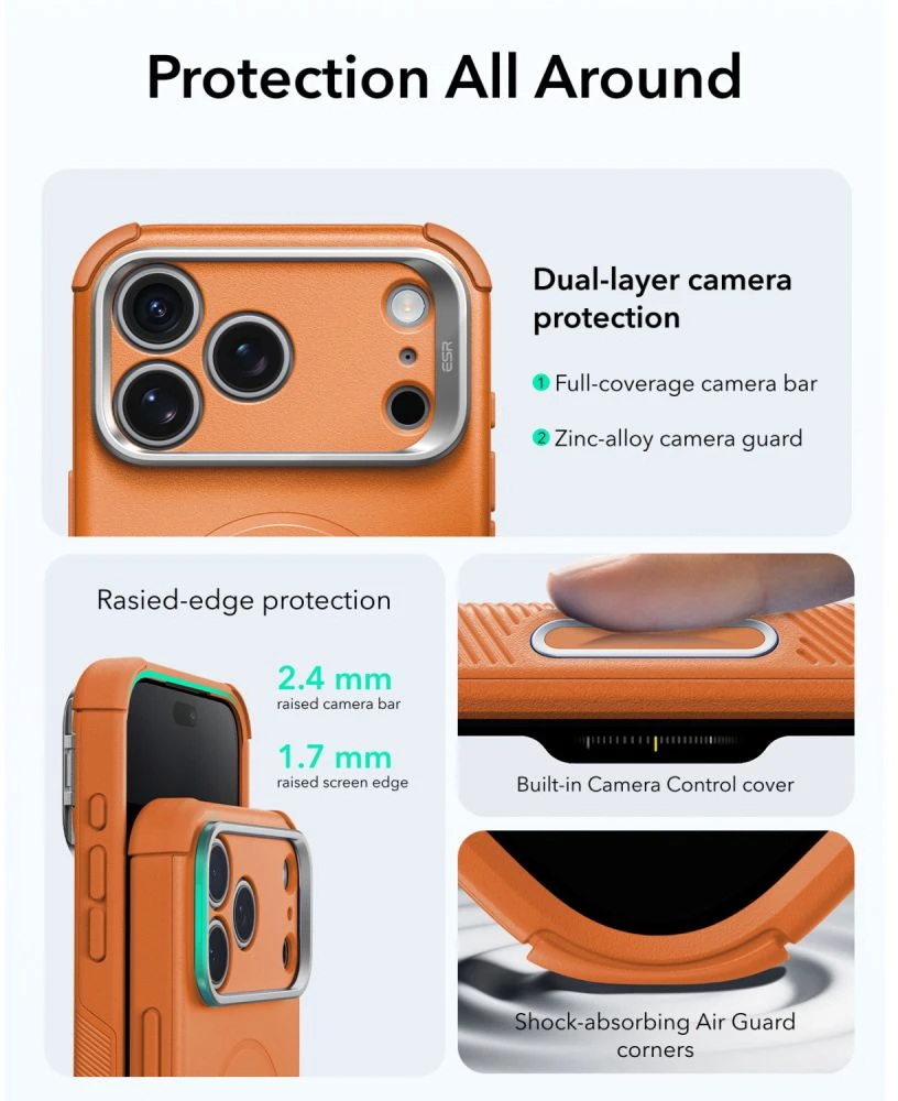 Dėklas ESR Cyber ​​Tough Kickstand MagSafe Case for iPhone 18 Pro / 17 Pro - Oranžinis