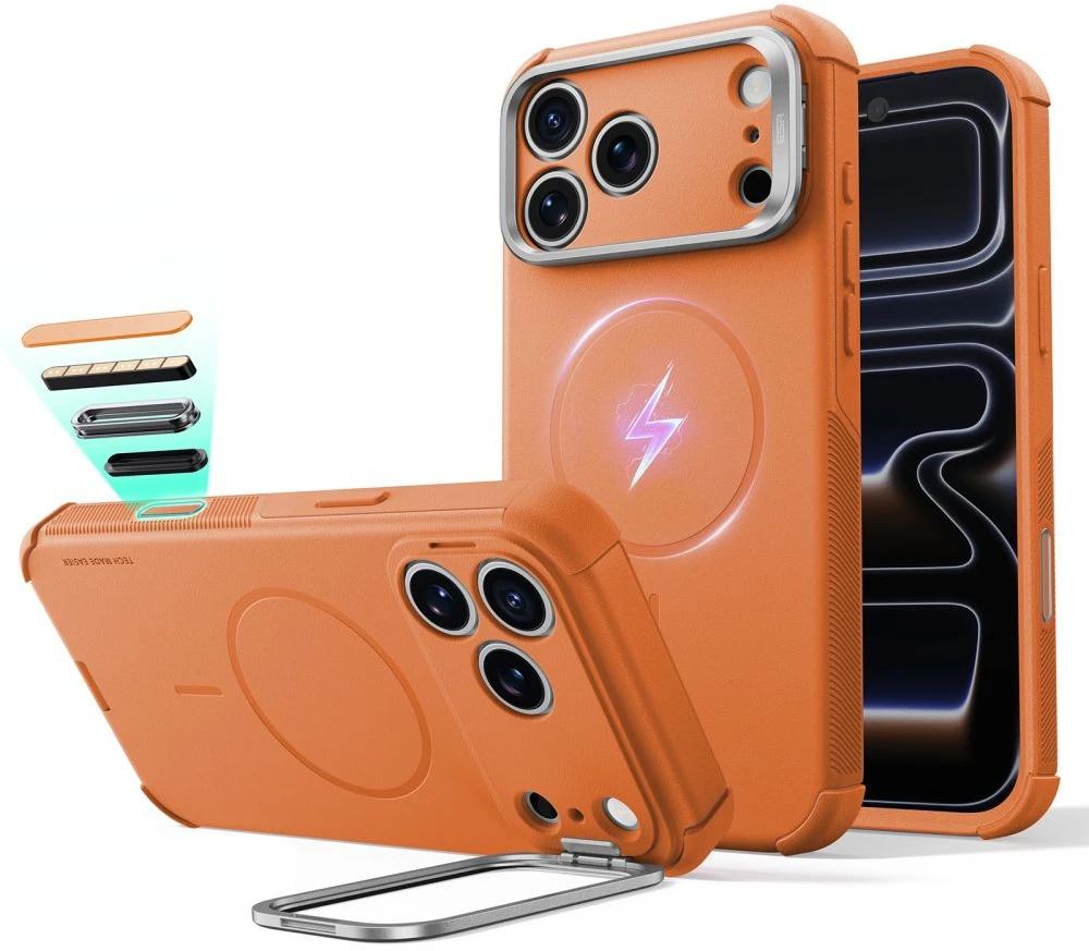 Dėklas ESR Cyber ​​Tough Kickstand MagSafe Case for iPhone 18 Pro / 17 Pro - Oranžinis